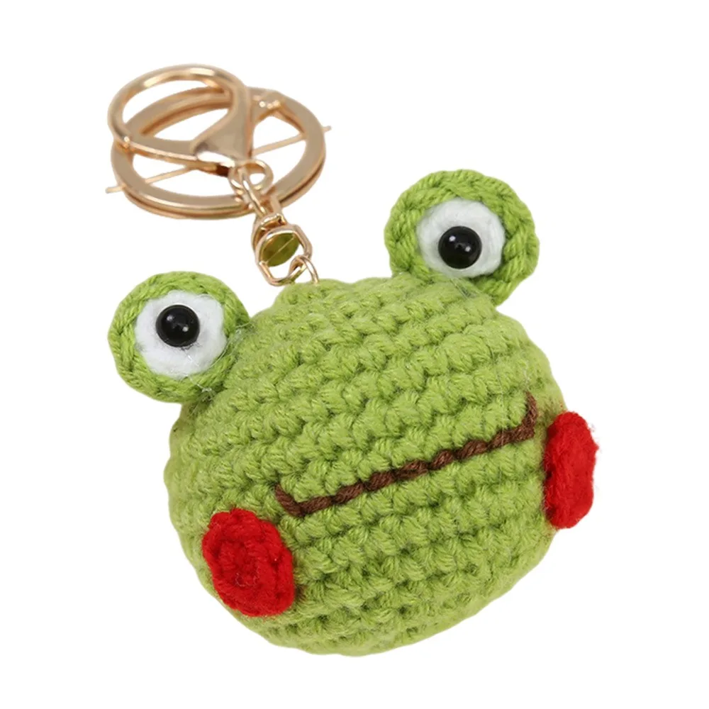 Cartoon Design Crochet Keychain Three-Dimensional Wool Crocheted Handmade Keychain Mini Size Hand Woven Animal Keychain