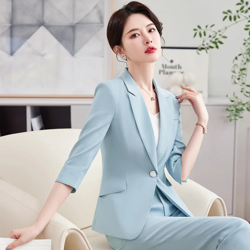 High-End Professional Small Suit Suit Women's Coat Summer Thin Fashion Western Temperament Goddess Temperament 3/4 Sleeve Formal