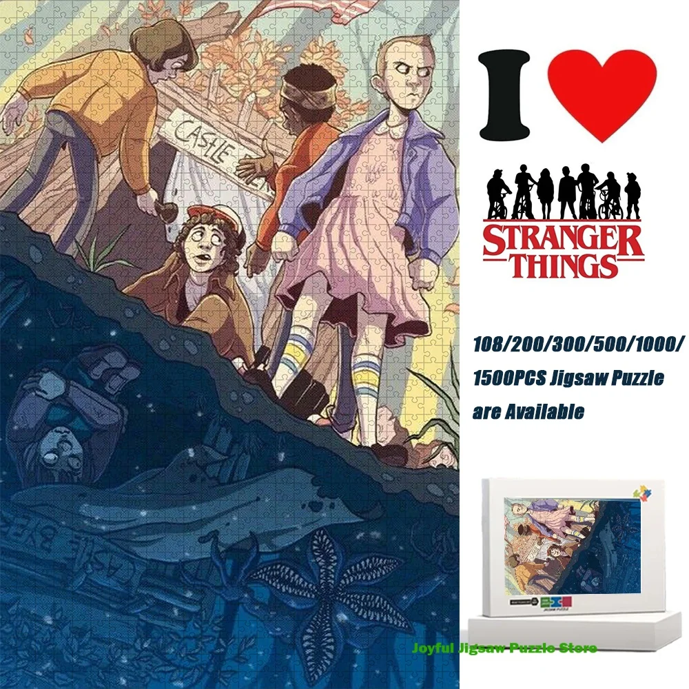 

Stranger Things Jigsaw Puzzle Castle Byers & Upside Down Scene Jigsaw Puzzle Horror Tv Show Fan Art Collectible Toy Diy Puzzles