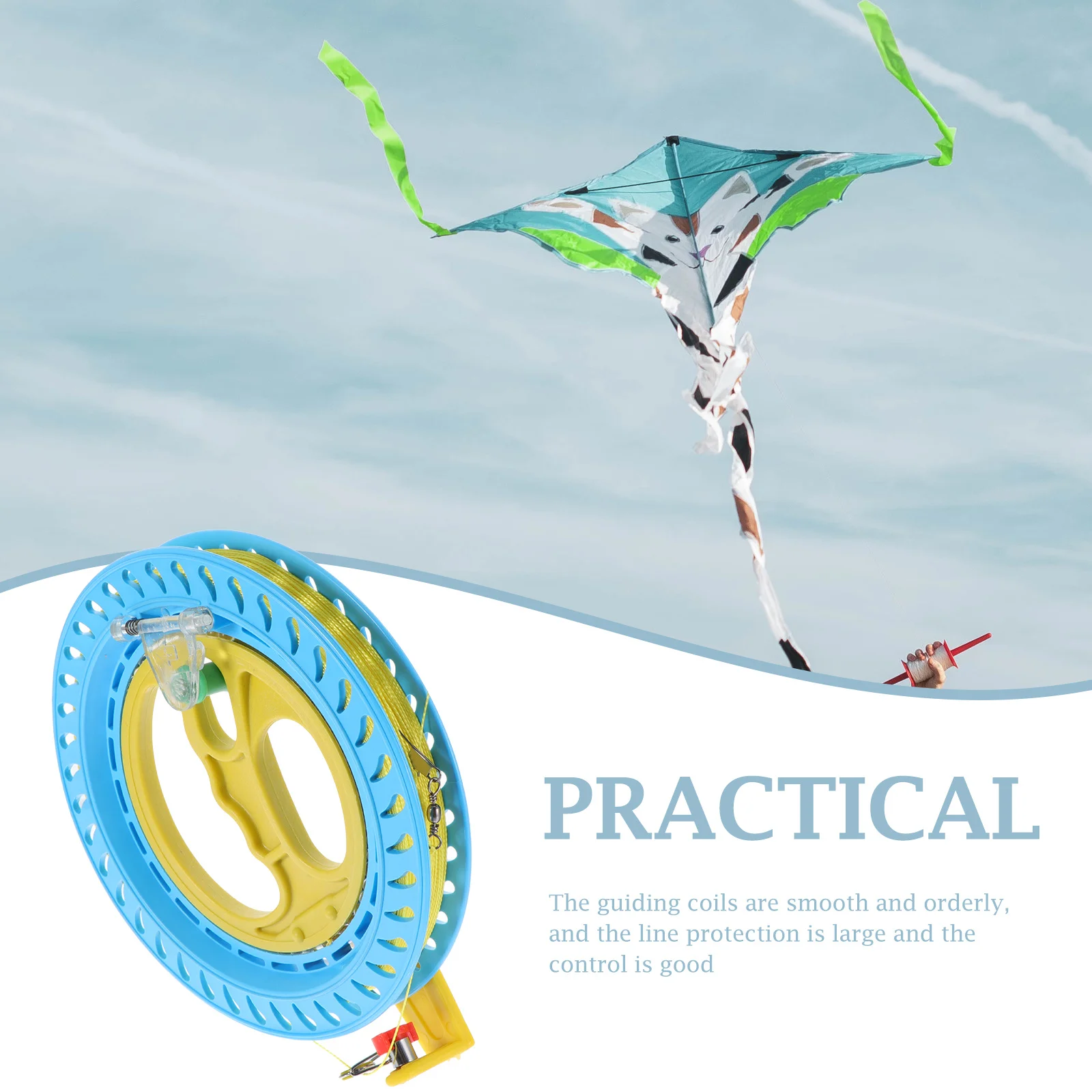 Hand Grip String Winder Blue Durable Kite Bearing Reel Smooth Line Guide Spool Resistant Outdoor Kite Accessories