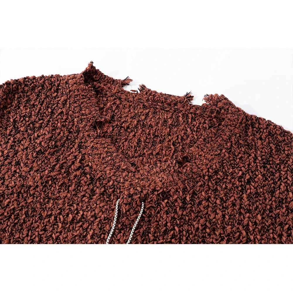 Rode gedraaide gebreide ronde Ne trui dames innerlijke slijtage gat ontwerp herfst winter nieuwe Sle casual comfortabele warme top