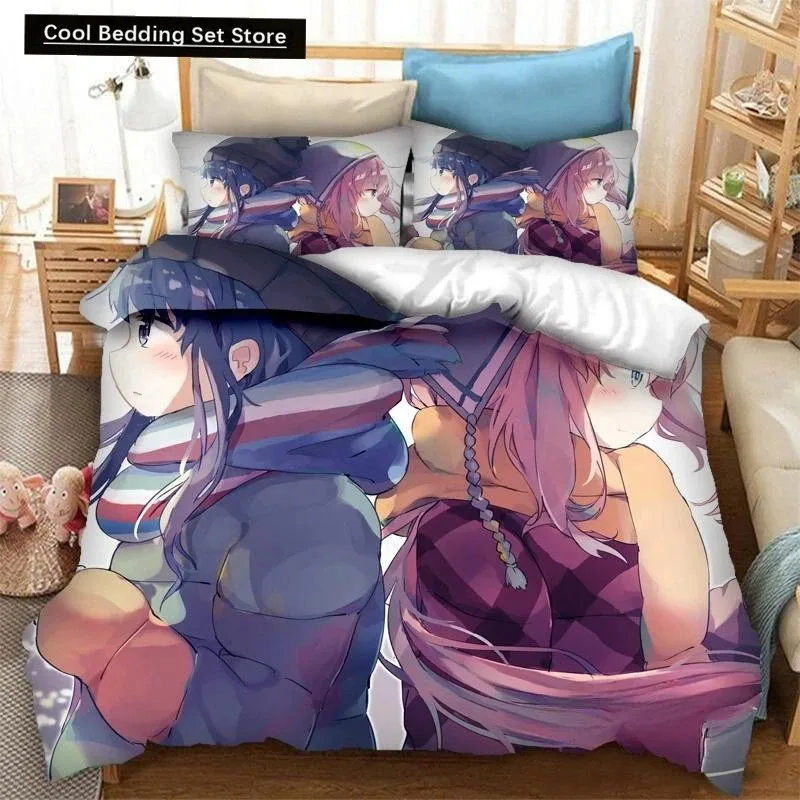 

New 3D Print Anime Yuru Camp Bedding Set Duvet Covers Pillowcases 23 Piece Comforter Bedding Sets Bedclothes Bed Home Textiles