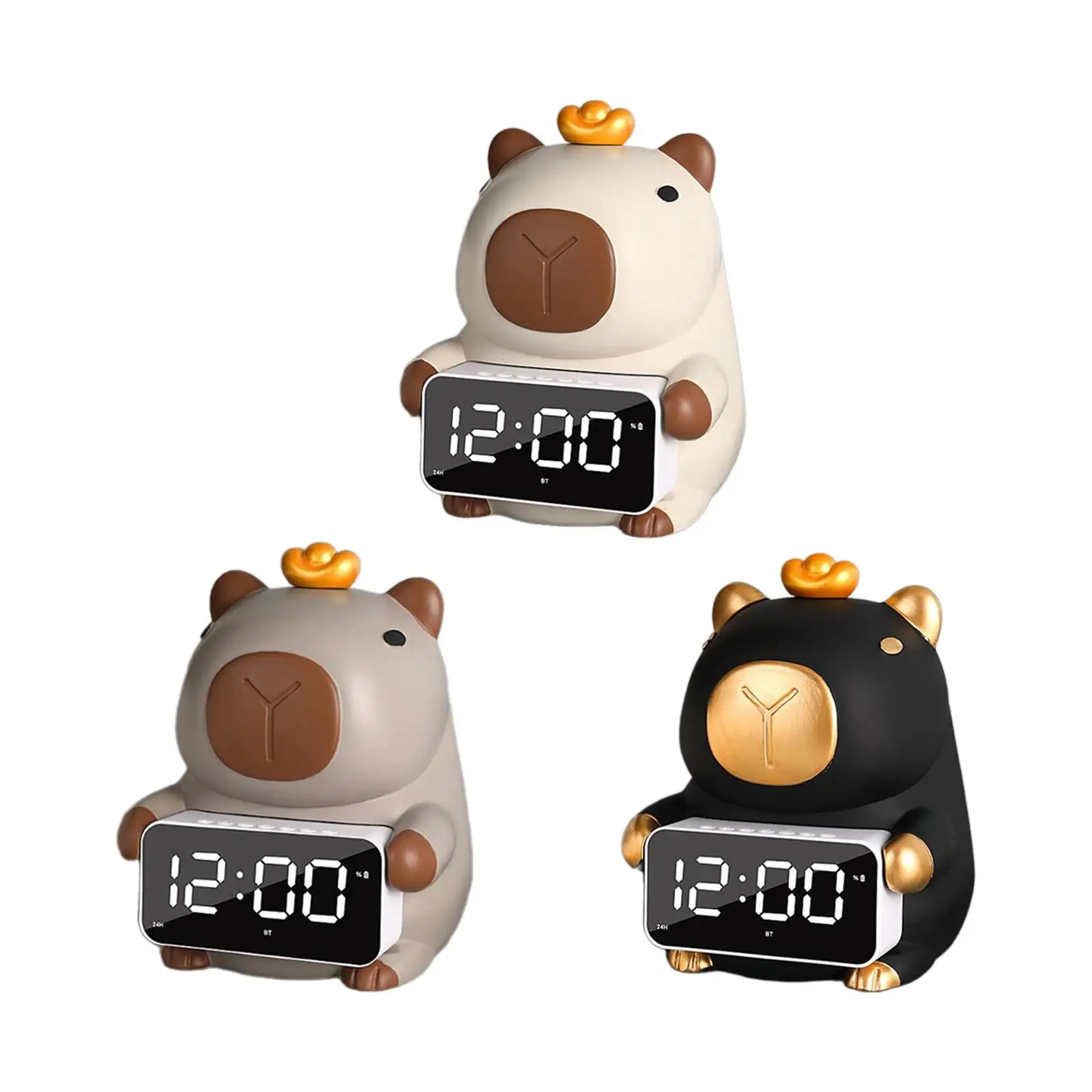 

Capybara Figurine LED Digital Clock Tabletop Ornament Resin Cute Desk Clock for New Year Bedside Living Room Bedroom Home Decor