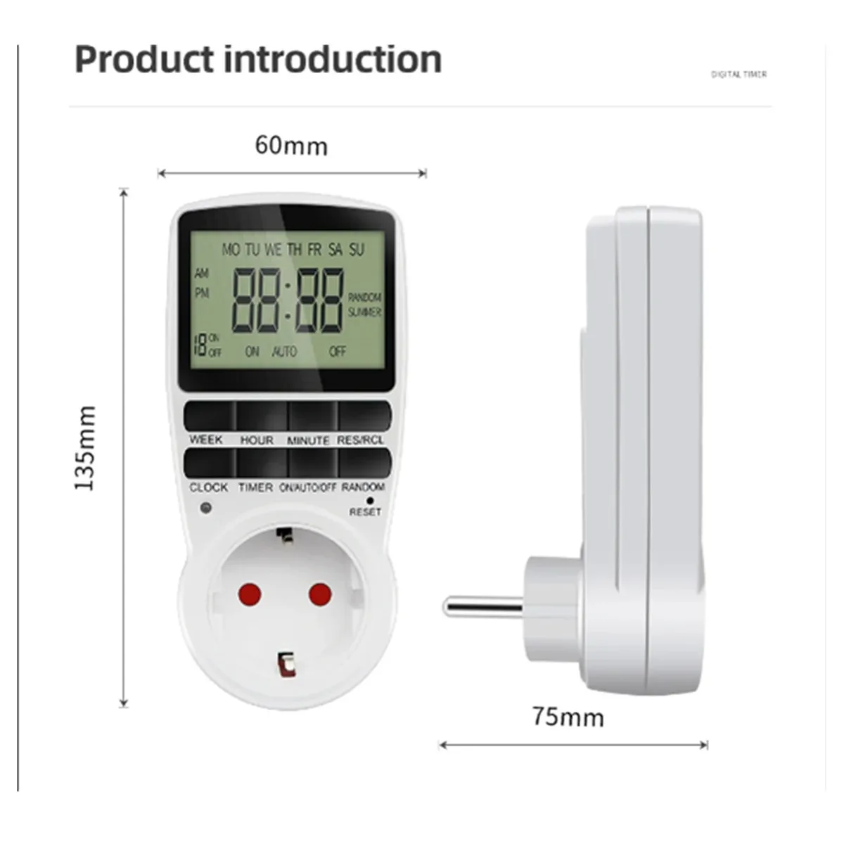 Electronic Digital Timer Kitchen Timer Socket Outlet 230V 110V 12/24 Hour Cyclic Outlet Programmable Timing EU FR US UK AU Plug