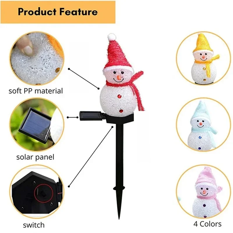 Christma Snowman LED Light Solar Outdoor  Waterproof Garden Light Lawn Landscape Lighting Yard Fence Post Lamp for Holiday Decor