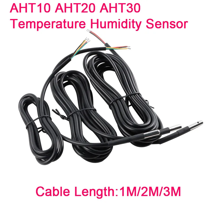 AHT10 AHT20 AHT30 Temperature and Humidity Sensor Waterproof Stainless Steel IIC Module I2C Output Probe Line Transmitter