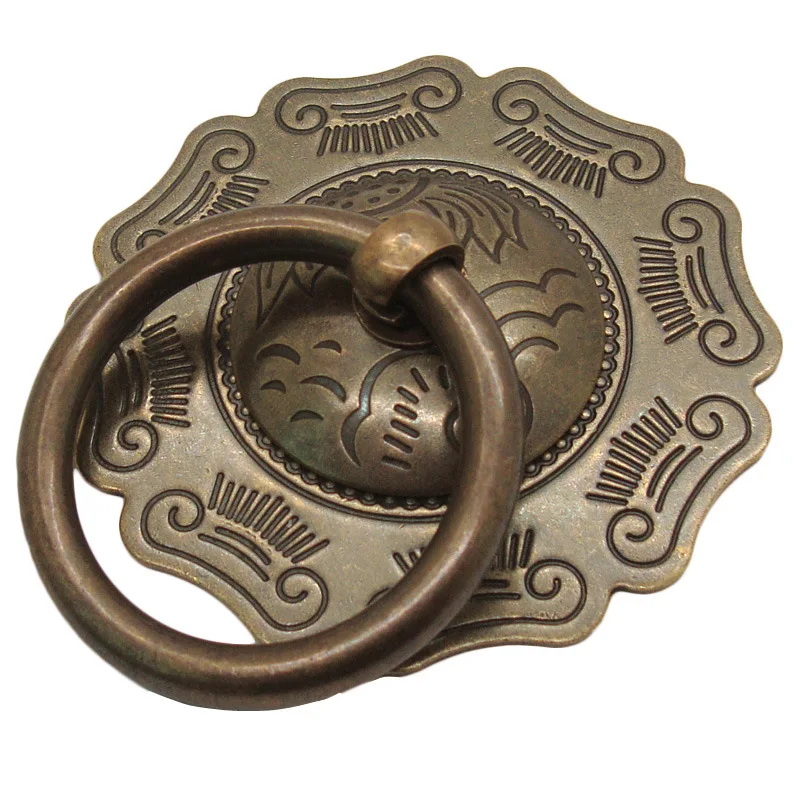 Decorative Brass Ring Front Door Gate Knockers Chinese Style Door Knocker Wooden Door Pull Ring