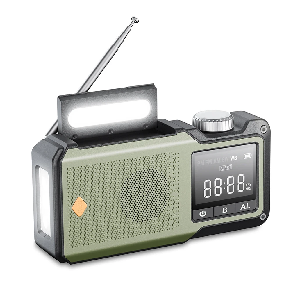 10000mAh 핸드 크랭크 비상 라디오 태양열 구동 라디오 AM/FM/WB 날씨 라디오 야외 캠핑 및 비상용 휴대용 라디오