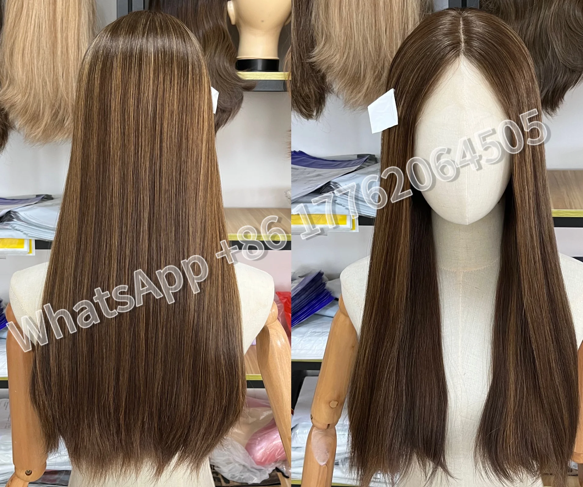 Natural Base Color Even Highlight 130% Density Unprocessed European Hair Lace Top Wig Jewish Kosher Wig Customized Wig