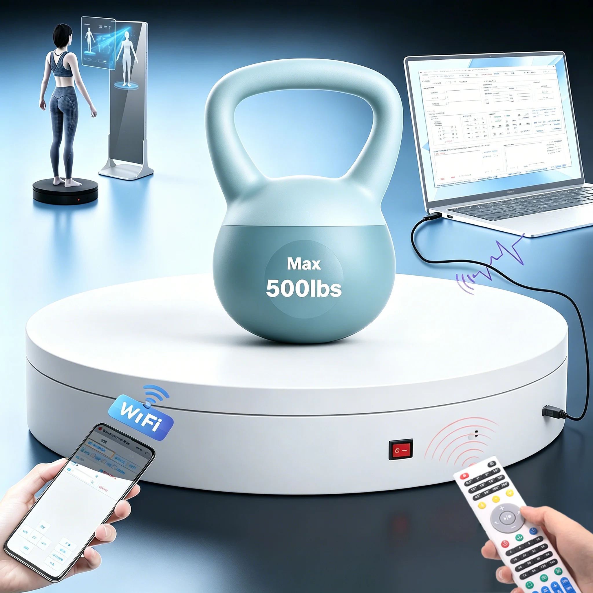 MT500RUWL100 Programmable Motorized Turntable USB Wi-Fi Control 3D Scanning Product Photography Rotating Display Stand