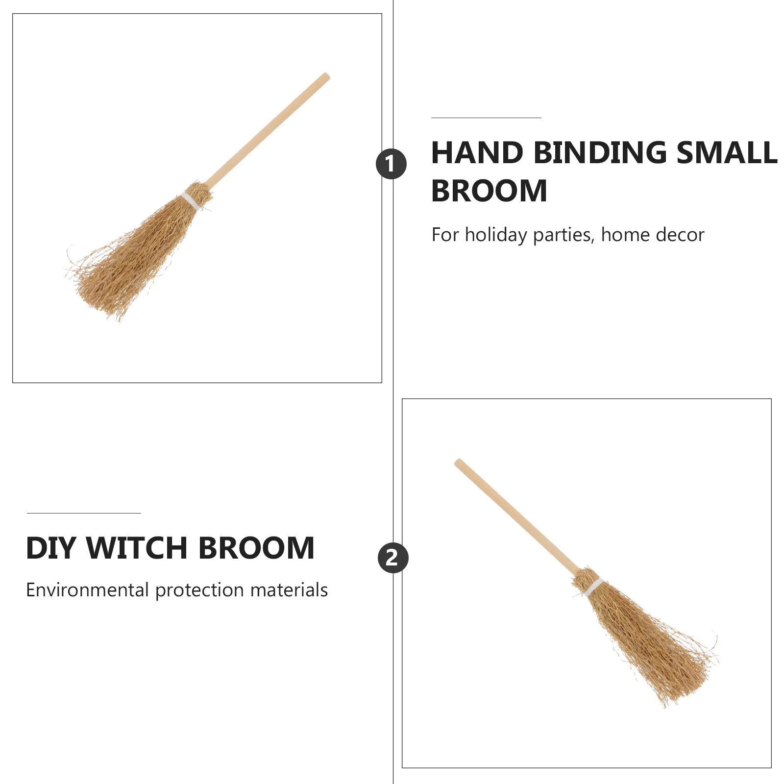 5 Pcs Broom Halloween Accessories Decor Ornament Supply Witch Prop Party Wooden Miniature