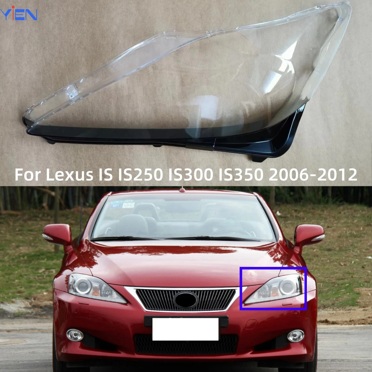 

For Lexus IS IS250 IS300 IS350 2006 2007 2008 2009 2010 2011 2012 Cars Accessories Replace A Transparent PC Headlight Lamp Shell