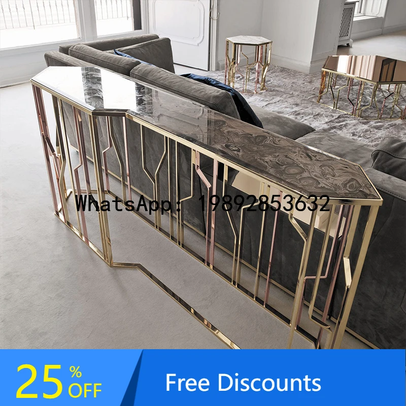 

XL Stainless Steel Entryway Table Metal Custom Entryway Table Marble Console Table