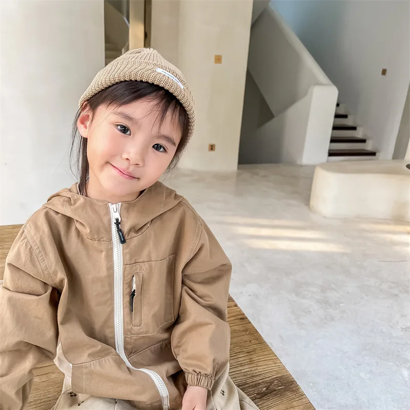 Childrens Jacket 2026 Spring New Korean Edition Color Blocked Jacket Casual Fashion Daily Elegant Wear