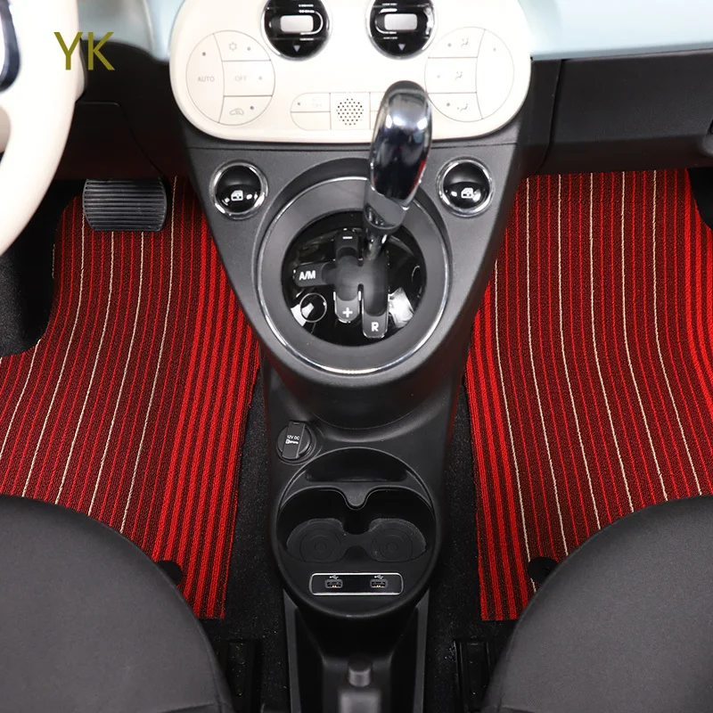 

For Fiat 500 2016-2024 TPE Rubber Red Car Front Rear Row Wire Loop Floor Mats Trim Interior Car Accessories