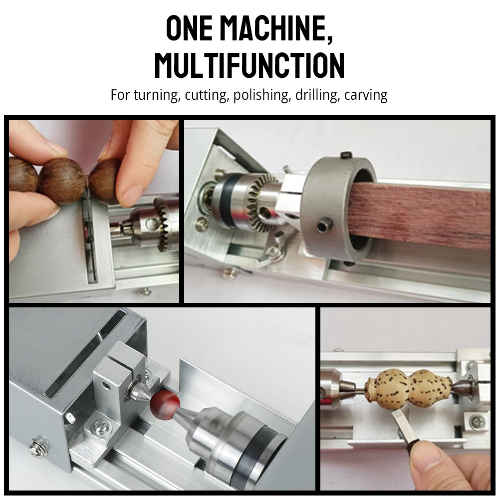 Miniature Buddha Pearl Lathe 12-24V Mini Wood Lathe Machine Rotary Tool Buddha Pearl Grinding Polishing DIY Woodworking