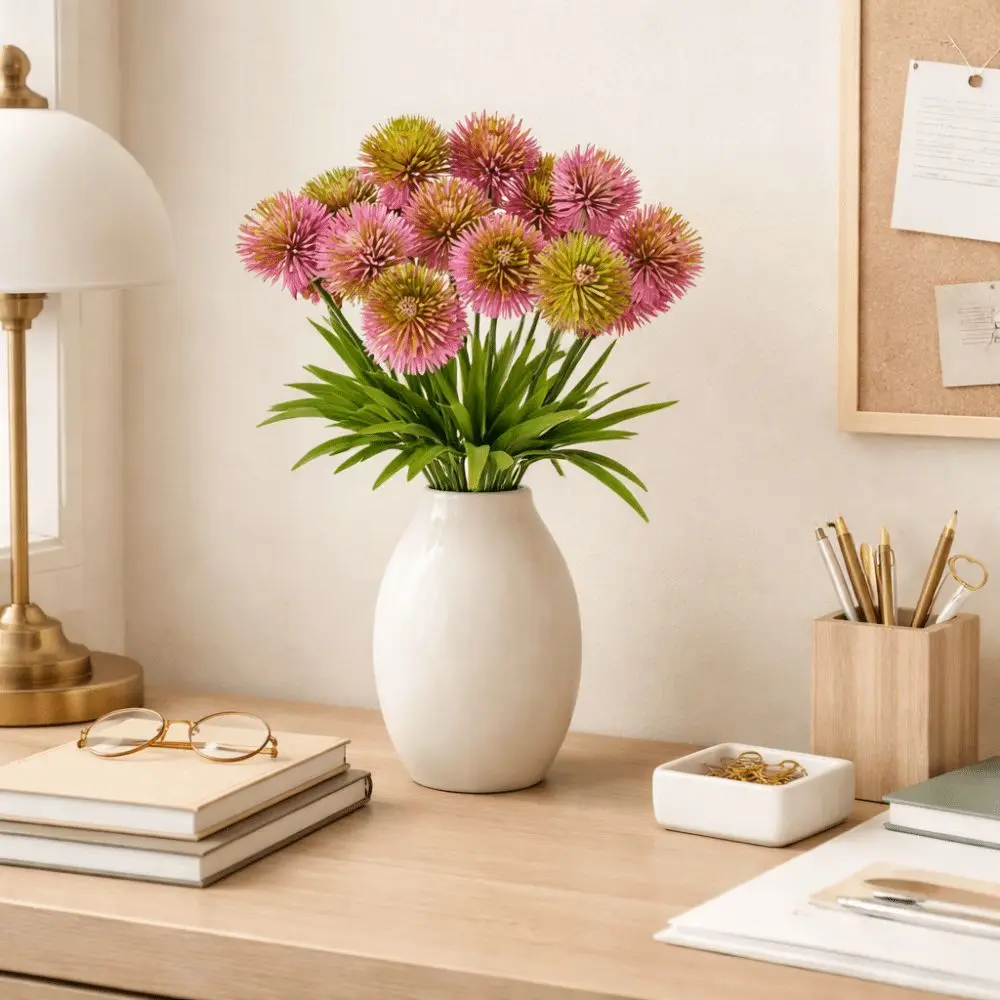 Realistic Artificial Scallion Ball Flower Plastic Real Touch Simulation Plants Ball Chrysanthemum Artificial Flower Branch
