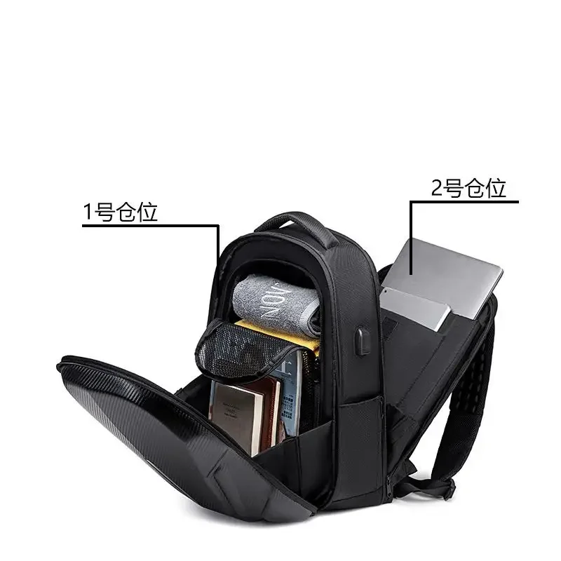 New Hard Shell Motorcycle Riding Backpack Large Capacity Knight Helmet Bag Men\'s Shock Absorption Waterproof USB Laptop Bag