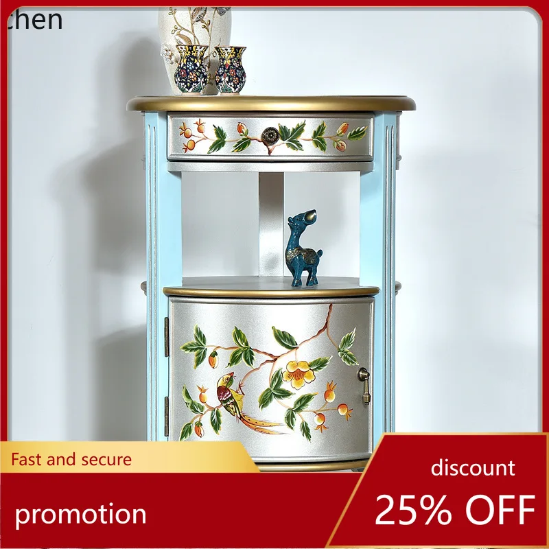 

HXL Side Table Solid Wood Living Room Round Table Coffee Table Side Cabinet