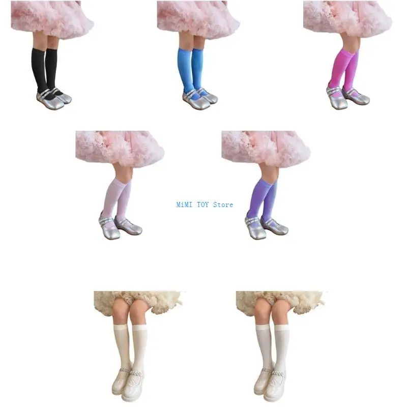 

24BE Breathable Dance Tights Knee High Socks Stretchy Nylon Socks for Little Girls