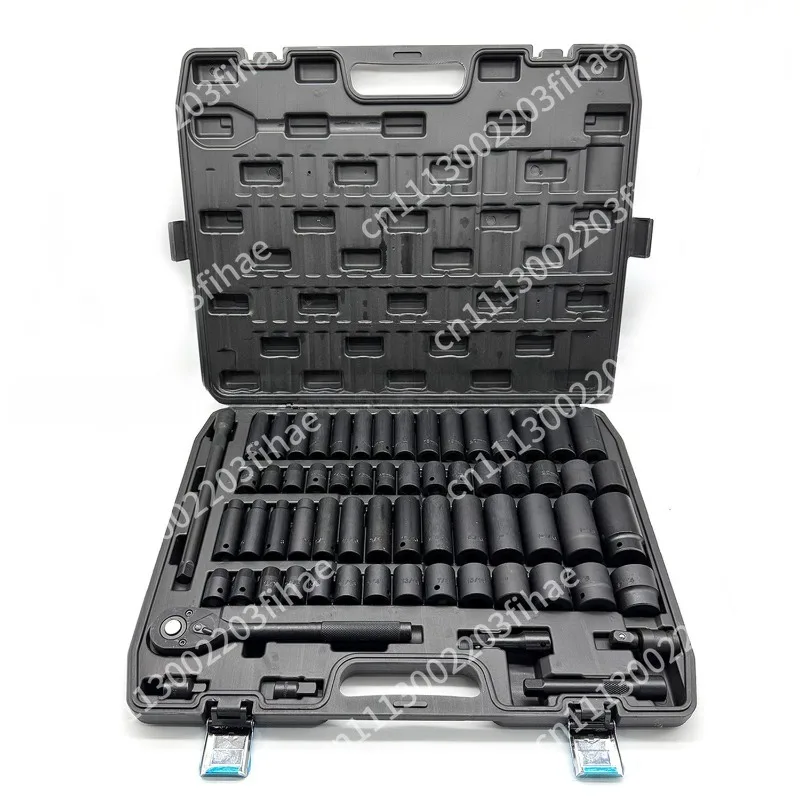65-Piece Set 1/2 Inch Metric Pneumatic Sleeve Set 1/2 Inch Pneumatic Impact Sleeve Set Large Flying Rod