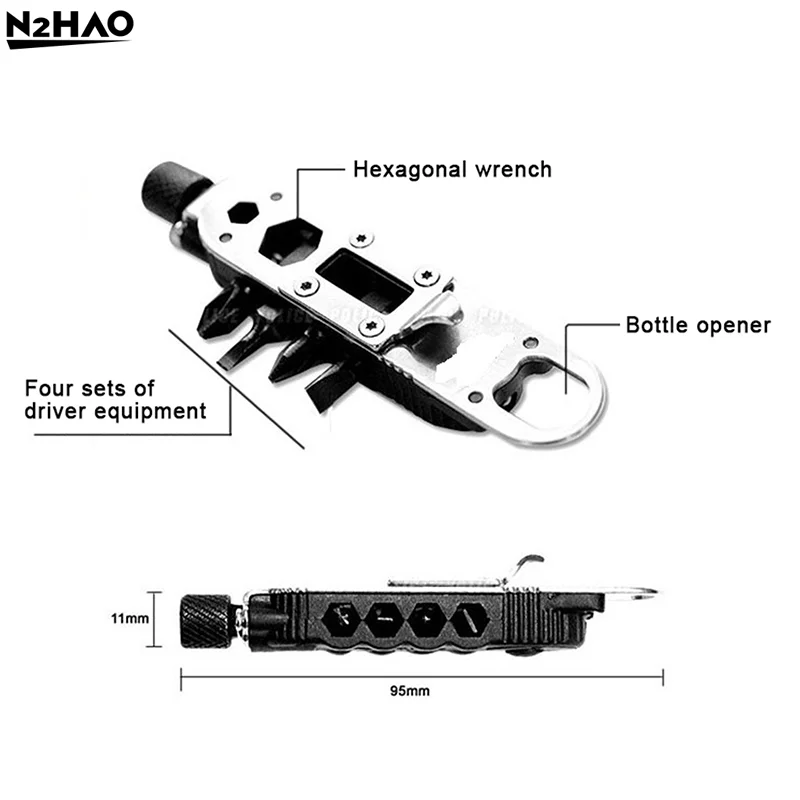 1PC Multi-purpose Screwdriver Multifunctional Mini Screwdriver Outdoor EDC Keychain Shape Screwdriver Portable Steel Repair Tool