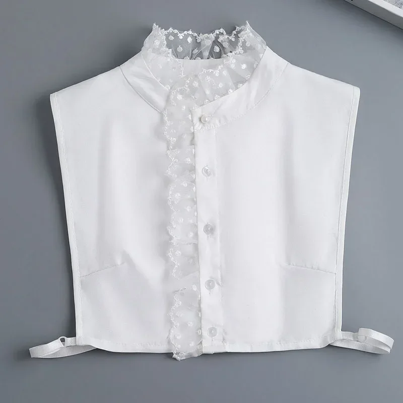 Women New Cotton Detachable Collar Half Shirt Fake Collar Tie Remoavble Autumn Sweater False Collar Lapel Blouse Top