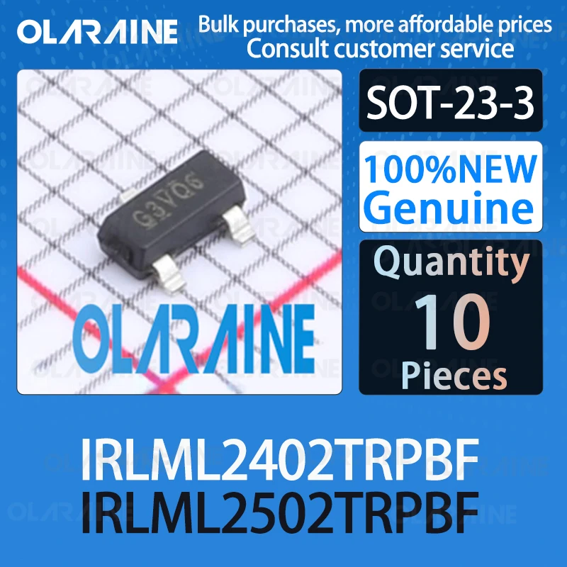 

10Pcs IRLML2402TRPBF IRLML2502TRPBF SOT-23 100%NewTransistor MOSFET N-Channel 20V 1.2A 250mOhm 2.6nC LogLvl