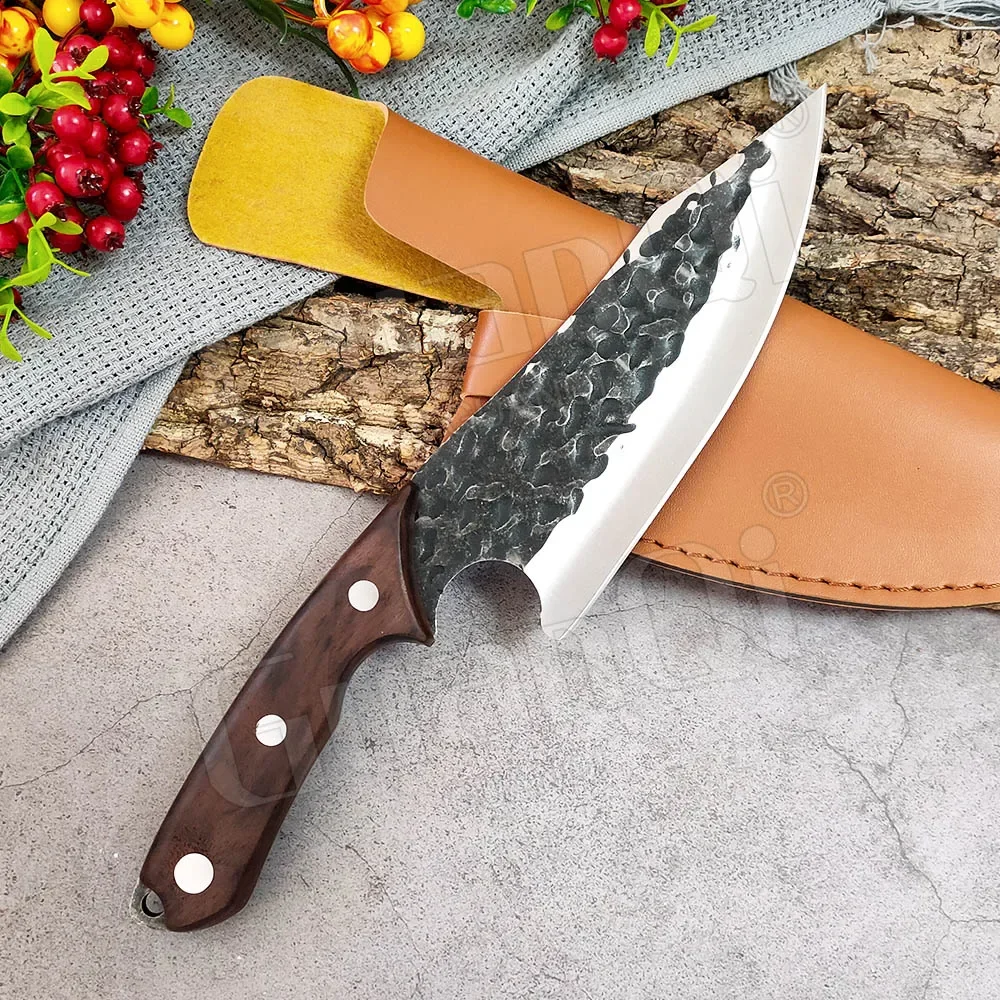 High Carbon Steel Handmade Boning Slicing Kitchen Knives Outdoor Hunting Knife Meat Cleaver Slaughter Butcher Fishing Knife