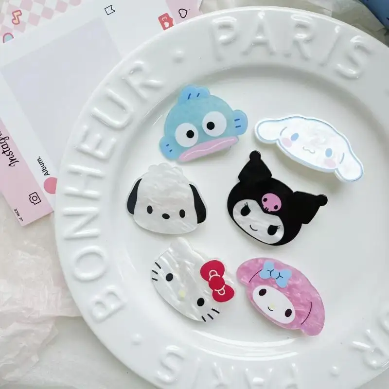 

6PCS/Set Kawaii Sanrio Hello Kitty Bangs Clip Melody Kuromi Cinnamoroll Side Clip Hair Duckbill Hairpins Girls Lady Hair