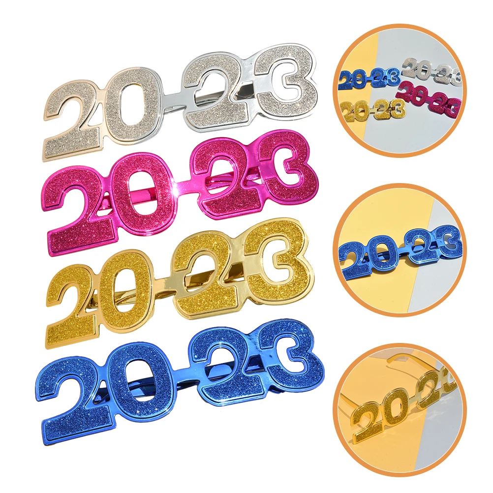 

4 Pcs Happy New Year Eyewear Photo Props Glasses Sunglasses Novelty Party