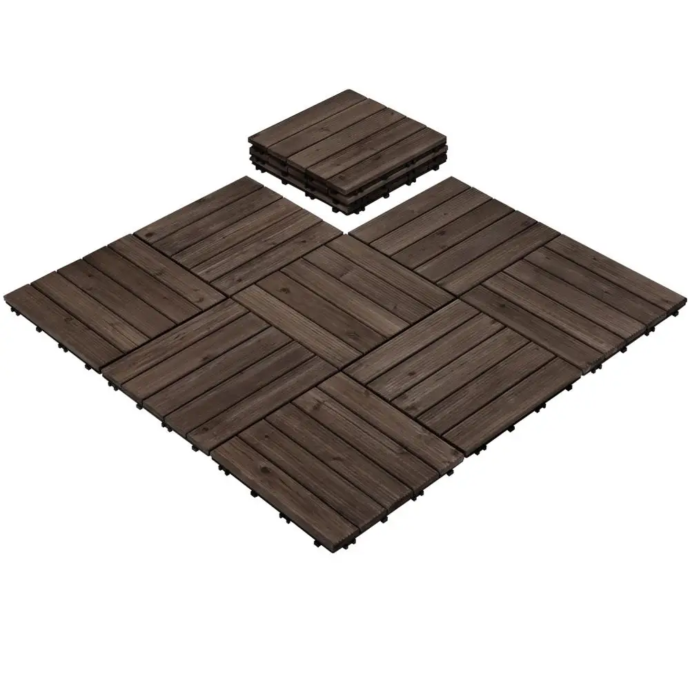 110pcs Interlocking Patio Deck Tiles 12in Wood Composite Flooring Easy Assemble Durable Fir Wood Outdoor Indoor Garden Deck