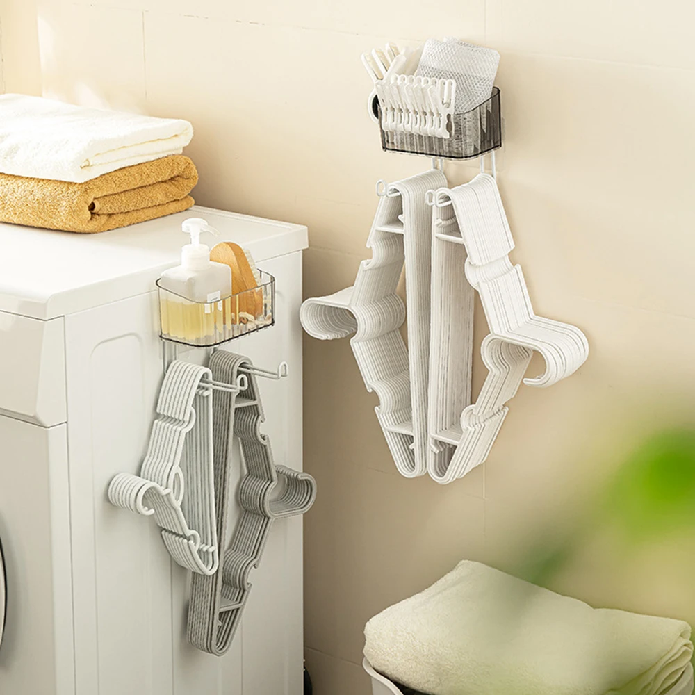 Hanger Clothespin Wall-Mounted Storage Bracket Large Capacity Finishing Box For Bathroom