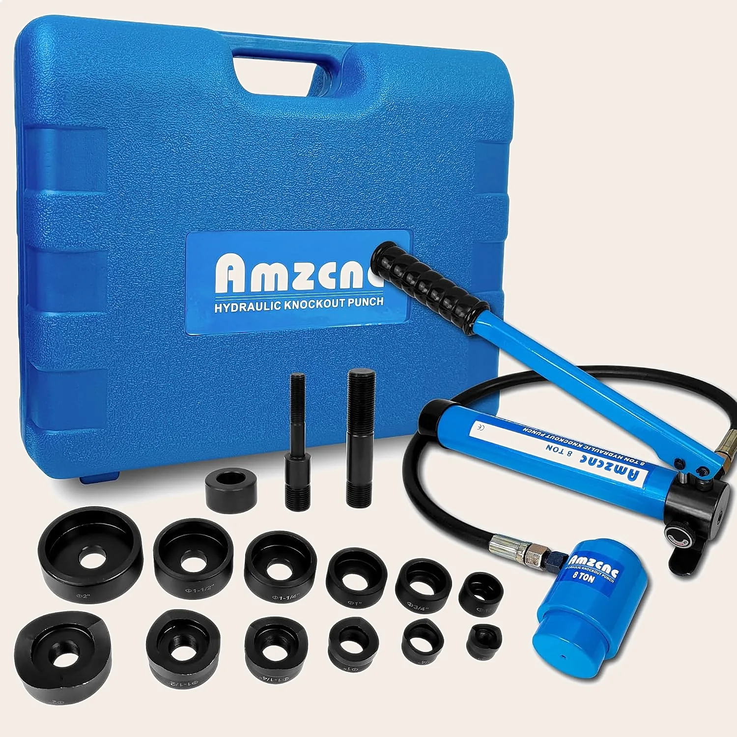 Hydraulic Knockout Punch Set 1/2 to 2 Inch Hole Cutter Kit Alloy Steel Dies