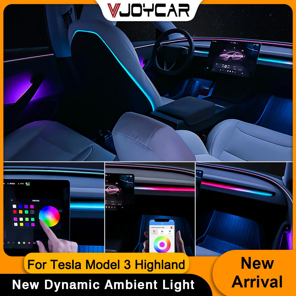 New Arrival Ambient Light Kit for Tesla Model 3 Highland Dynamic Atmosphere Door Breathing Footwell Lamp Seat Back LED Light