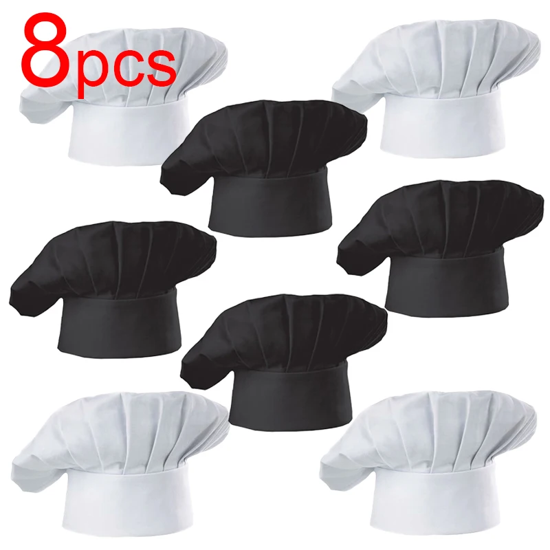 

Food service Kitchen Work Cap 8pc/4pcs Adjustable Chef Hats for Catering Work Canteen Café Baking Household Kitchen Cooking Caps