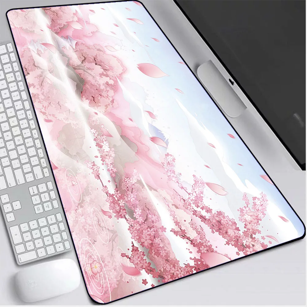 

One Drop Shipping Japanese Pink Cherry Blossom Large Mouse Pad PC Gamer Laptop Gaming Accessories Keyboards Carpet Pad Desk Mat