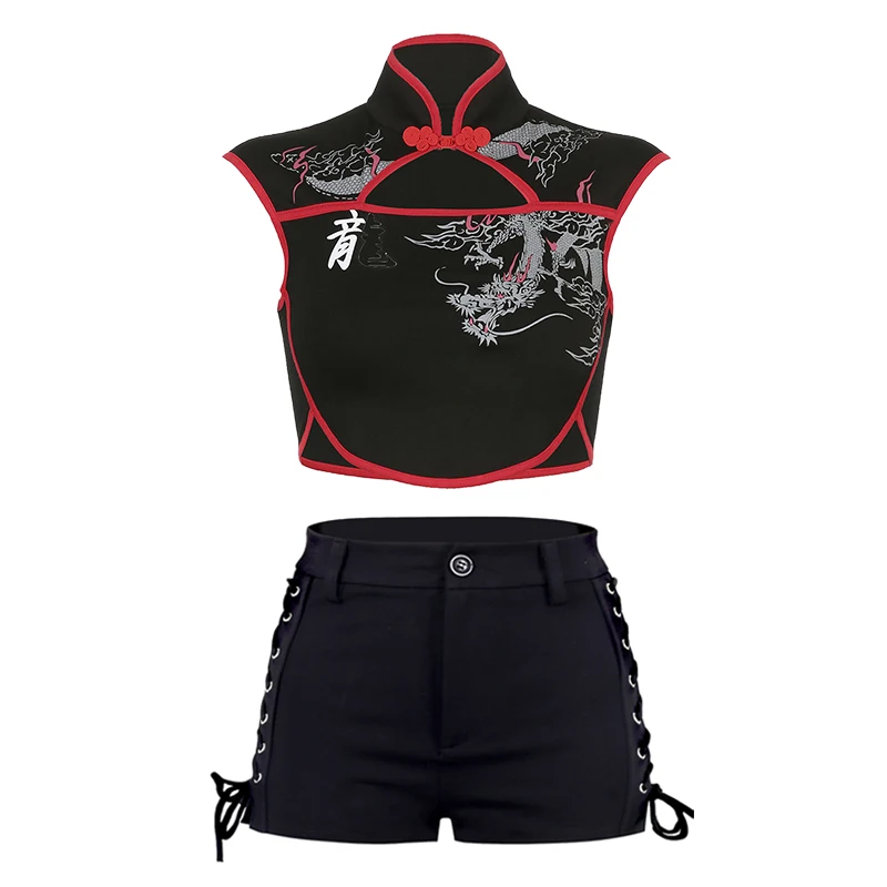 Dancer Outfit Women Street Wear Hip Hop Clothes Stage Costume Pole Dancing Clothing Crop Top Shorts Festival Rave Outfit DL9632