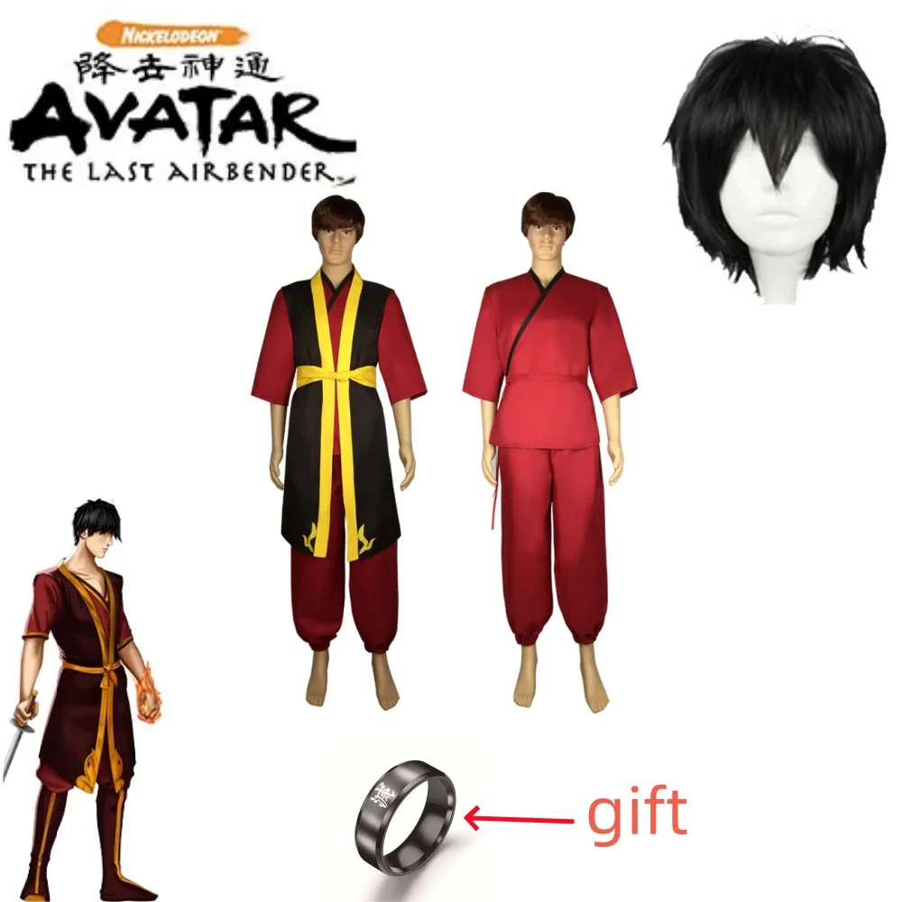 

Zuko Cosplay Avatar The Last Airbender Costume King's Prince Uniform Anime Aang Zuko Cosplay Shoes Wig for Halloween Party