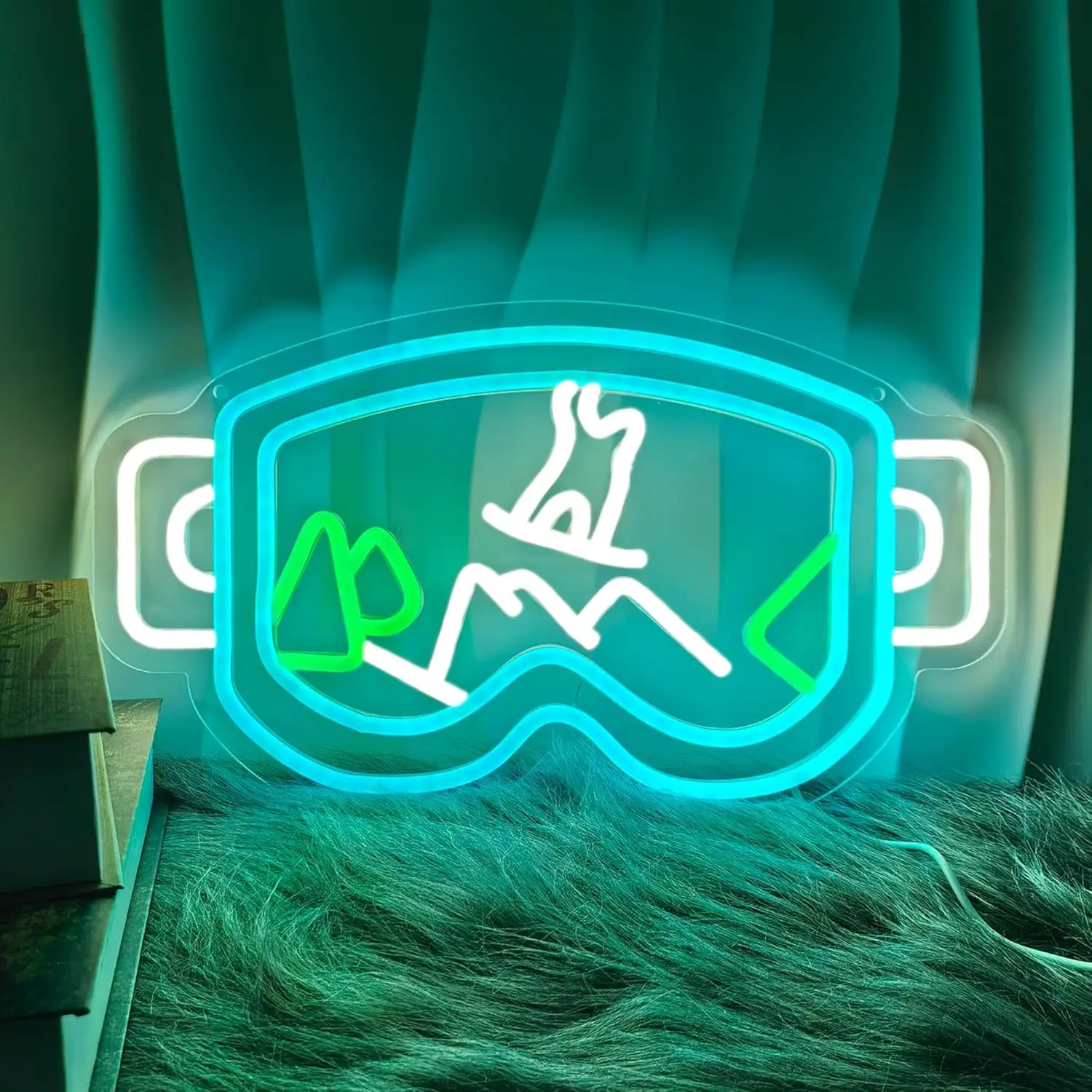 نظارات التزلج النيون USB عكس الضوء LED ضوء النيون تسجيل لشرب بار رجل كهف غرفة نوم فندق متجر لعبة غرفة ديكور جدران الطرف