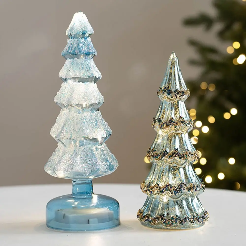 Multicolor Christmas Tree Light Rotating Glass Christmas Decoration LED Lamp Snow View Christmas Ambient Lighting