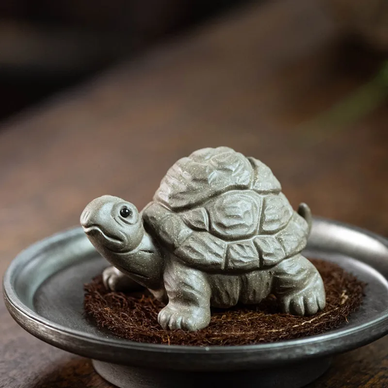 PINNY Purple Clay Turtle Tea Pet Chinese Kung Fu Tea Accessories Decorative Statues For Home Ceramic Ornaments