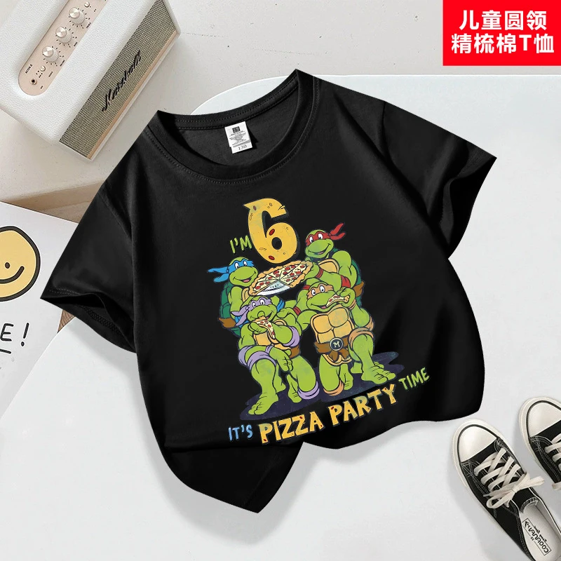 Teenage Mutant Ninja Turtles Tshirt Birthday Number 1 10 Th Outfit Fashion Cotton T-shirt Boy Anime Cartoon Summer Tee Top Gift - view 2
