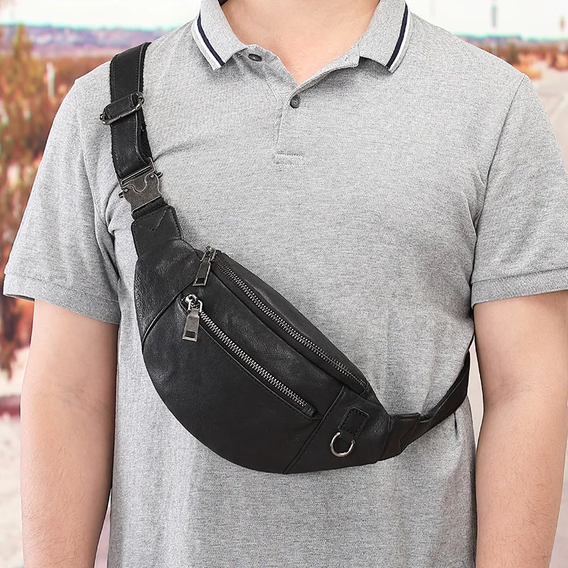 Newsbirds-riñonera de cuero antirrobo para hombre, bolso de cintura de alta calidad para correr al aire libre, riñonera Vintage a la moda