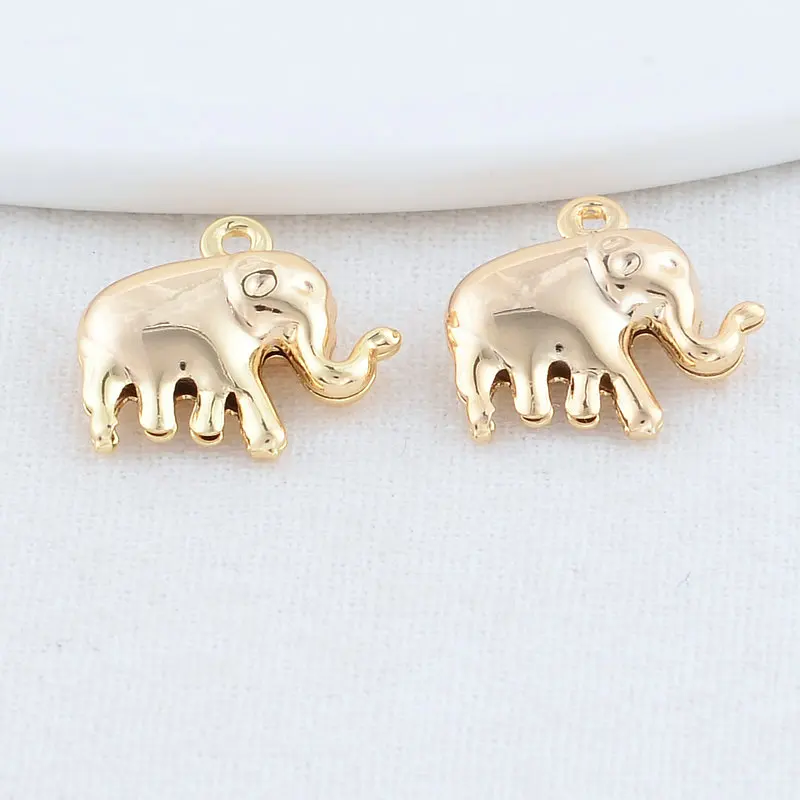 15MM 14K Gold Color Brass Elephant Charms Pendants Jewelry Making Supplies Diy Necklaces Bracelet Findings Accessories