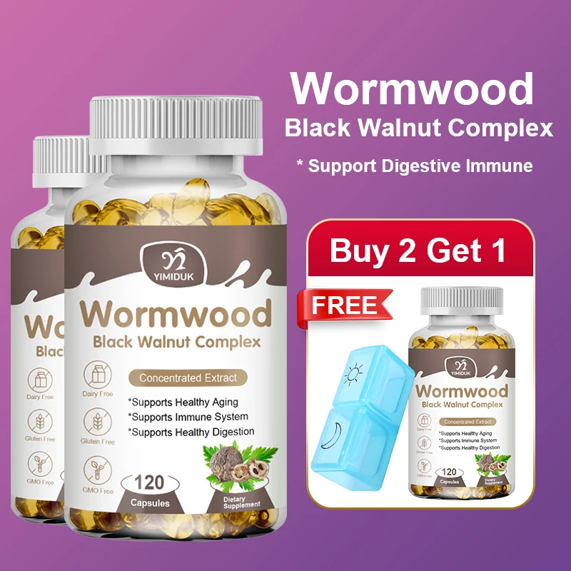 

YIMIDUK Wormwood & Black Walnut Supplement, Enhanced Absorption, Supports Gut Health, Detox, Immunity & Digestive Comfort