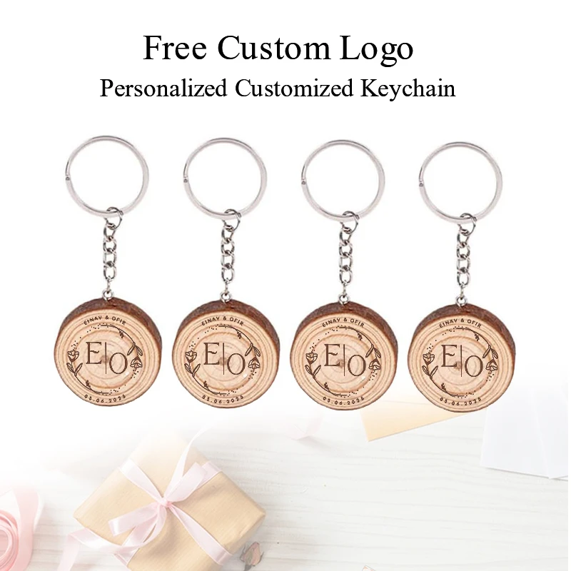 

1PCS Free Custom Engraving Unfinished Wood Keychain Blank Hand-painted Wooden Keychain Vintage DIY Wood Keychain Car Bag Pendant
