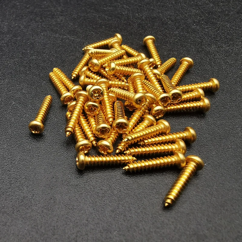 100 pçs 2.3x13mmbasepate parafusos captador da guitarra elétrica placa de base parafuso para a guitarra elétrica captador fazendo ouro/cromo