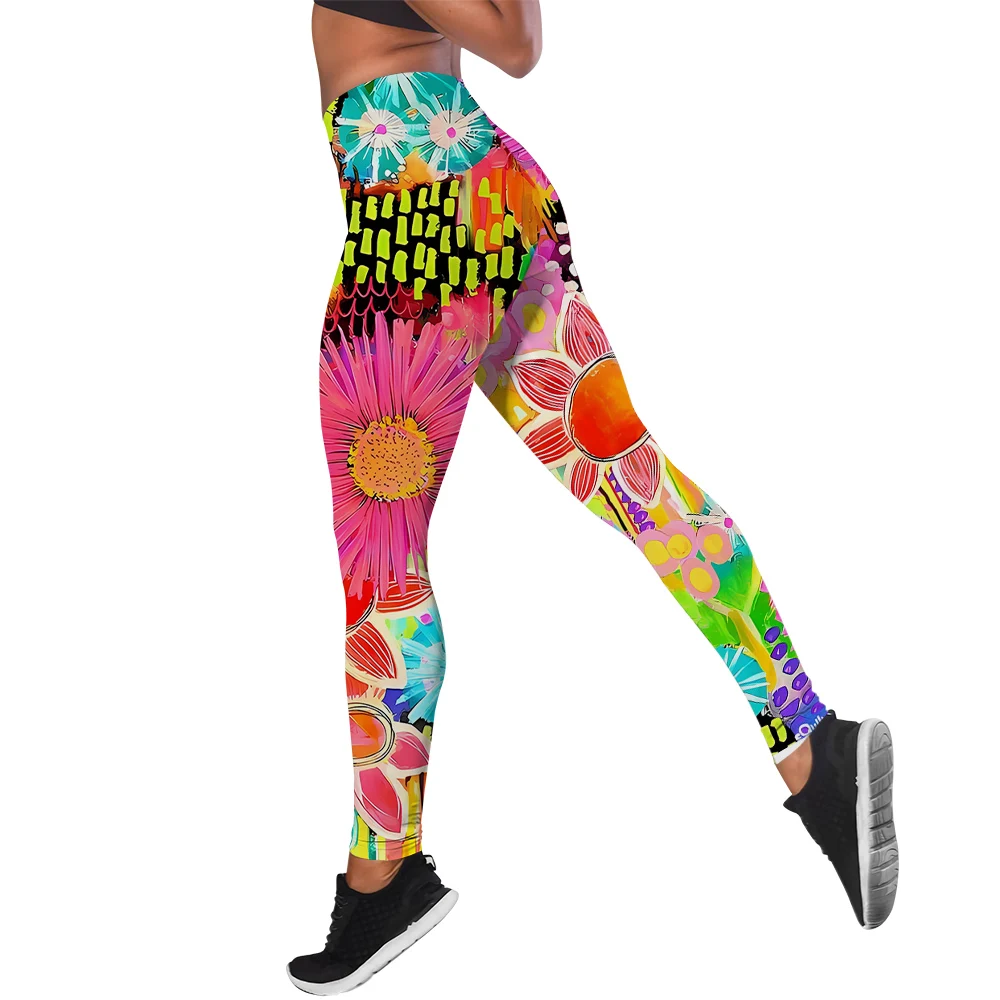 Fashion Women Yoga Pants Pretty Floral Art Pattern 3D Printed Fitness Skinny Pants Womens Clothing Leggings Mujer Gym