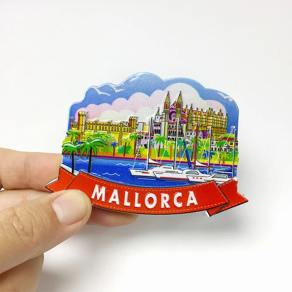 

Resin Malaga refrigerator magnet - Spanish style decorative magnet - Travel souvenir for home refrigerator decoration